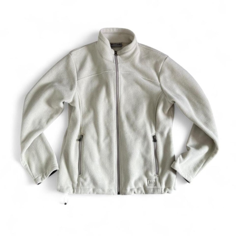 REI cream fleece jacket with adjustable waist
